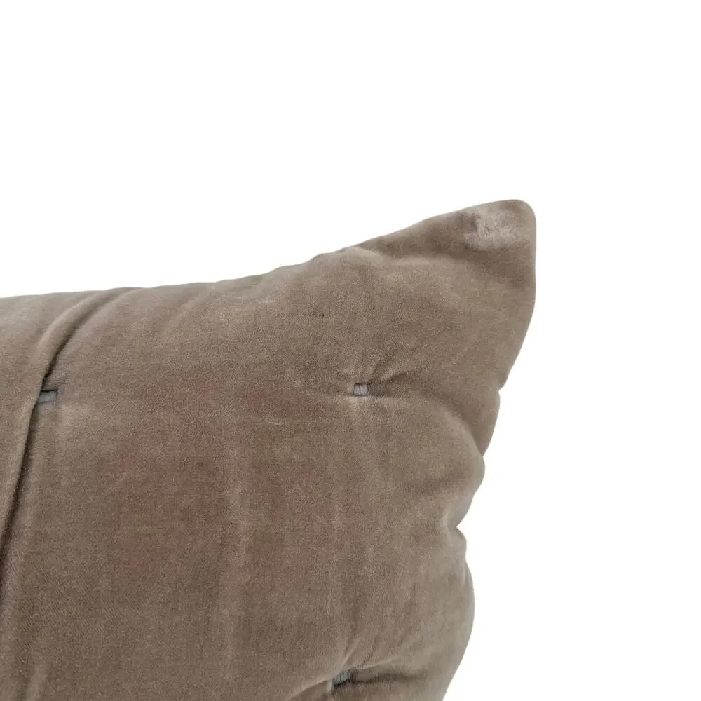 RH Restoration Hardware Velvet Linen Tufted Lumbar Pillow 22x14 Down Insert